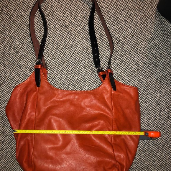 Oversized Orange Leather Hobo Bag - Picture 2 of 3